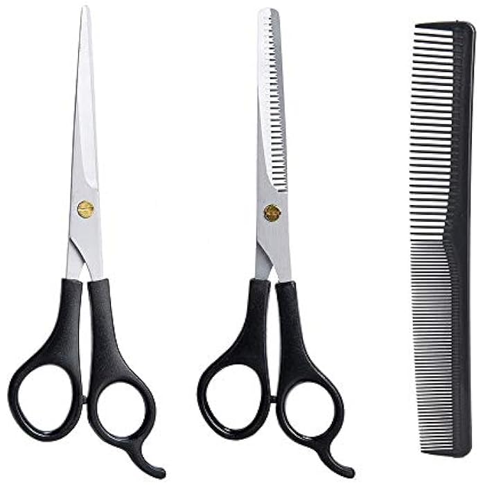 3 Pcs Hairdressing Scissors Set, Pet Hair Cut, Hair Cutting Scissor,Thinning Barber Scissors Hair Cutting Shears or Salon, Home, Men, Women and Pet. … (Black-new) - Image 1
